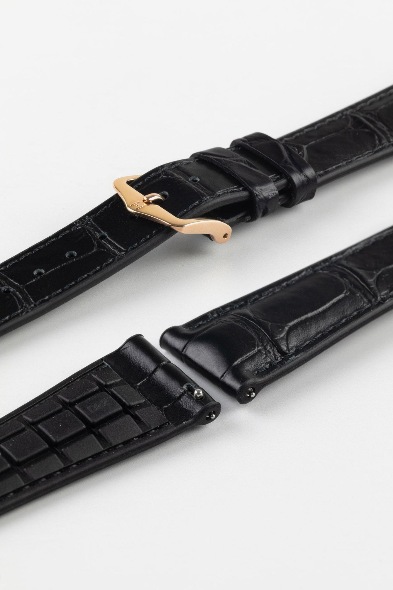 Hirsch IAN Louisiana Alligator Leather Performance Watch Strap - BLACK