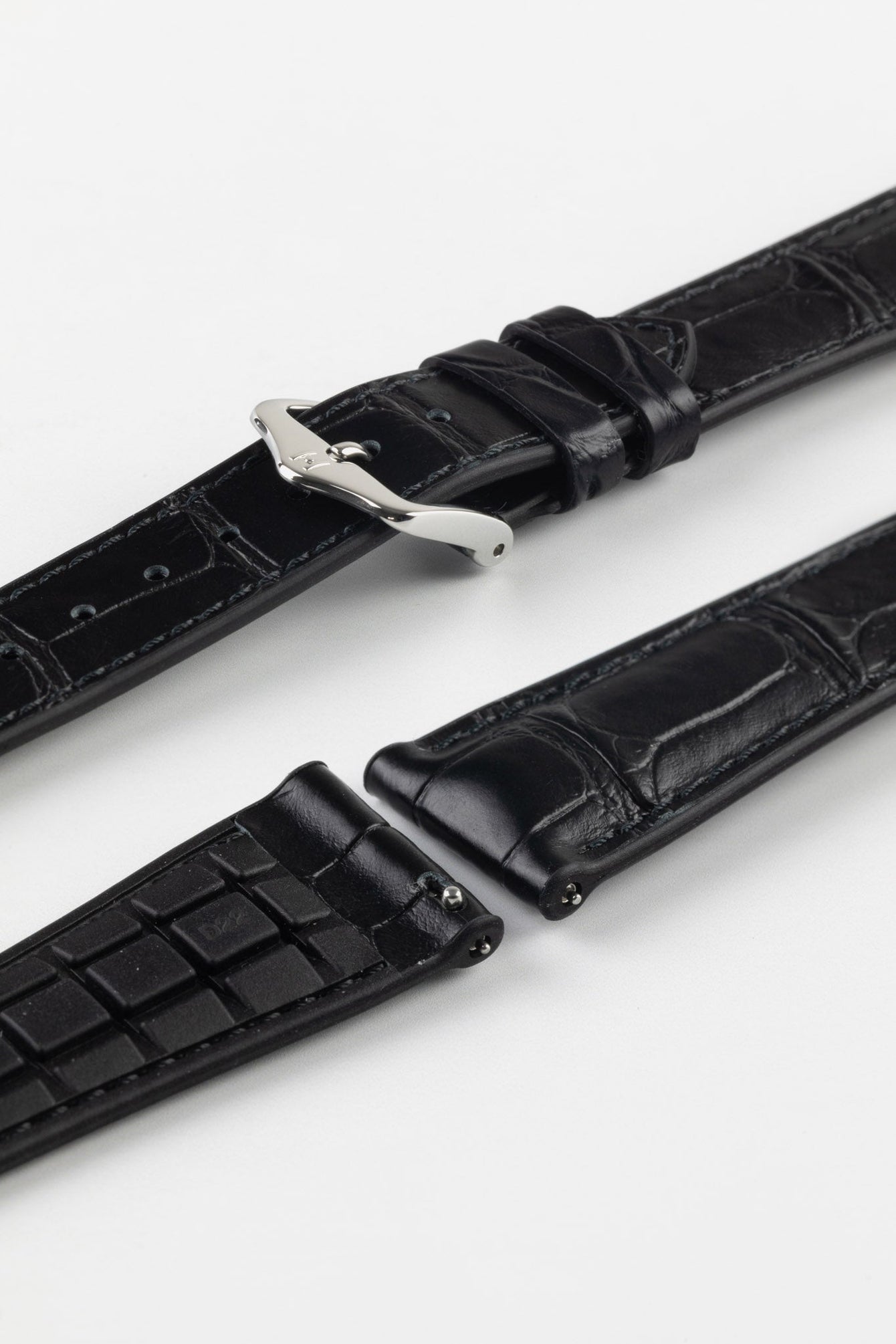 Hirsch IAN Louisiana Alligator Leather Performance Watch Strap - BLACK