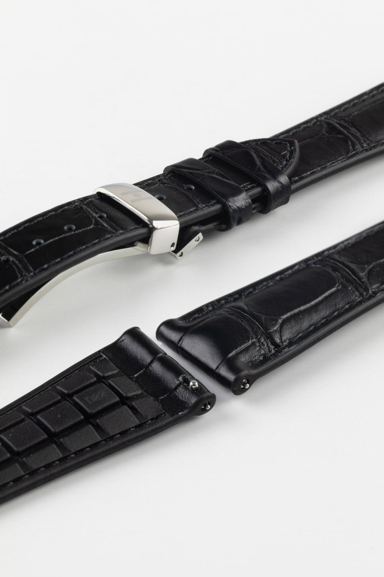 Hirsch IAN Louisiana Alligator Leather Performance Watch Strap - BLACK