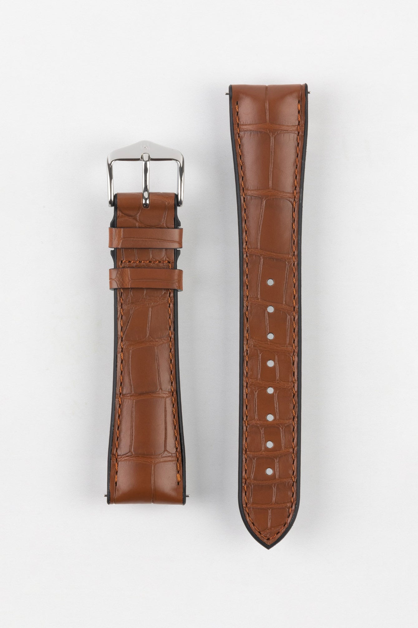 Hirsch IAN Louisiana Alligator Hide Performance Watch Strap in GOLD BROWN