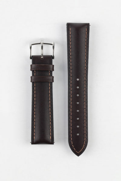 Hirsch JAMES Calf Leather Performance Watch Strap in BROWN