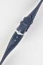 Hirsch KANSAS Buffalo-Embossed Calf Leather Watch Strap in BLUE with White Stitch