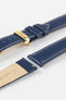 Hirsch KANSAS Buffalo-Embossed Calf Leather Watch Strap in BLUE with White Stitch