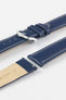 Hirsch KANSAS Buffalo-Embossed Calf Leather Watch Strap in BLUE with White Stitch