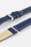 Hirsch KANSAS Buffalo-Embossed Calf Leather Watch Strap in BLUE with White Stitch