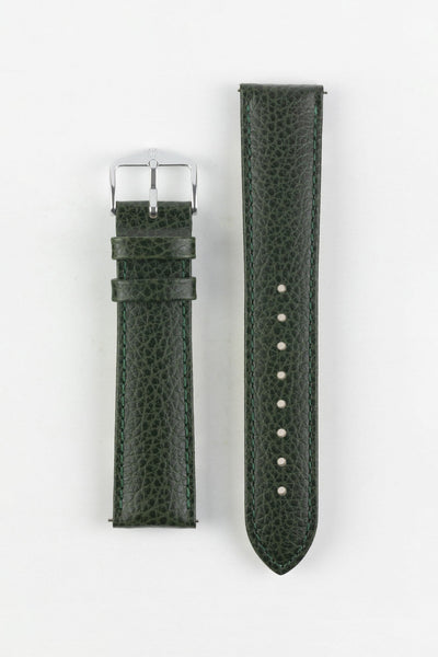 Hirsch KANSAS Buffalo Embossed Calf Leather Watch Strap in GREEN