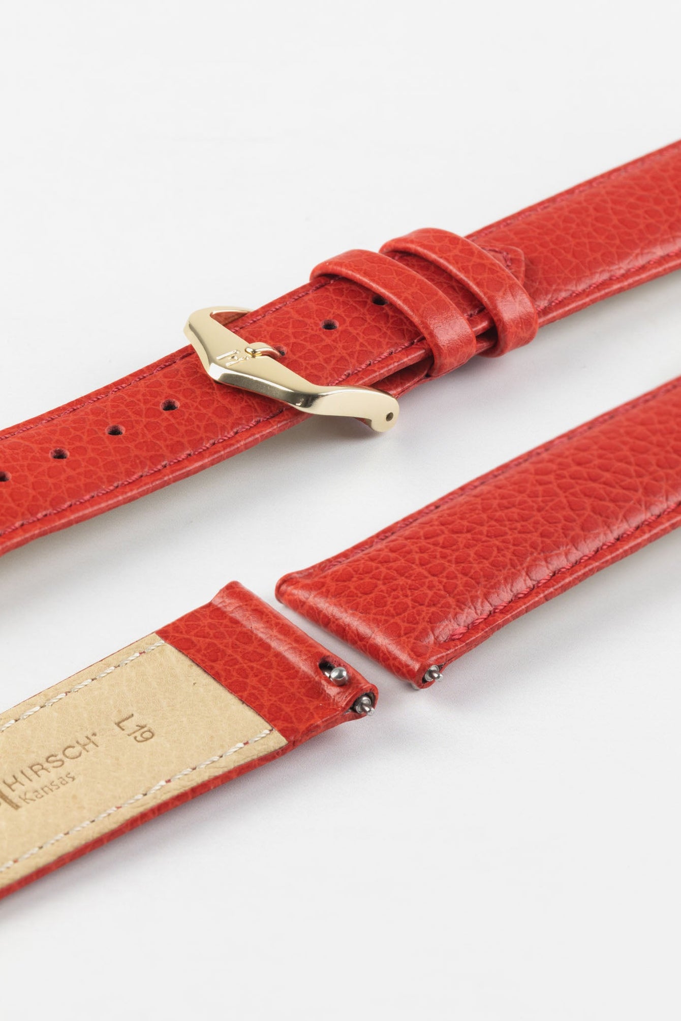 Hirsch KANSAS Buffalo Embossed Calf Leather in RED with Red Stitch