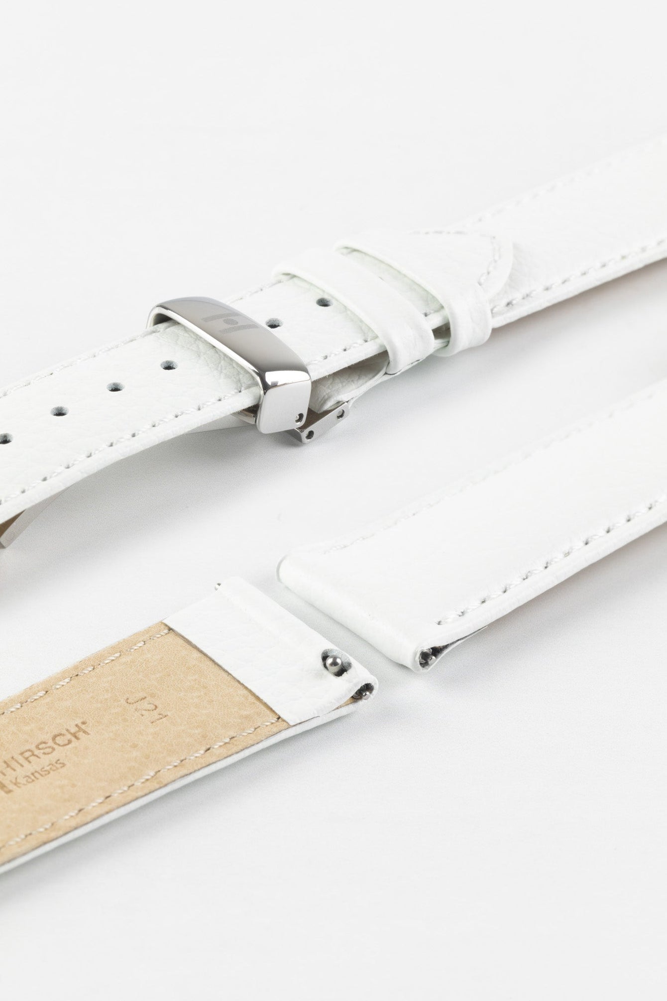 Hirsch KANSAS Buffalo Embossed Calf Leather in WHITE