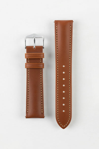 Hirsch KENT Textured Natural Leather Watch Strap in GOLD BROWN