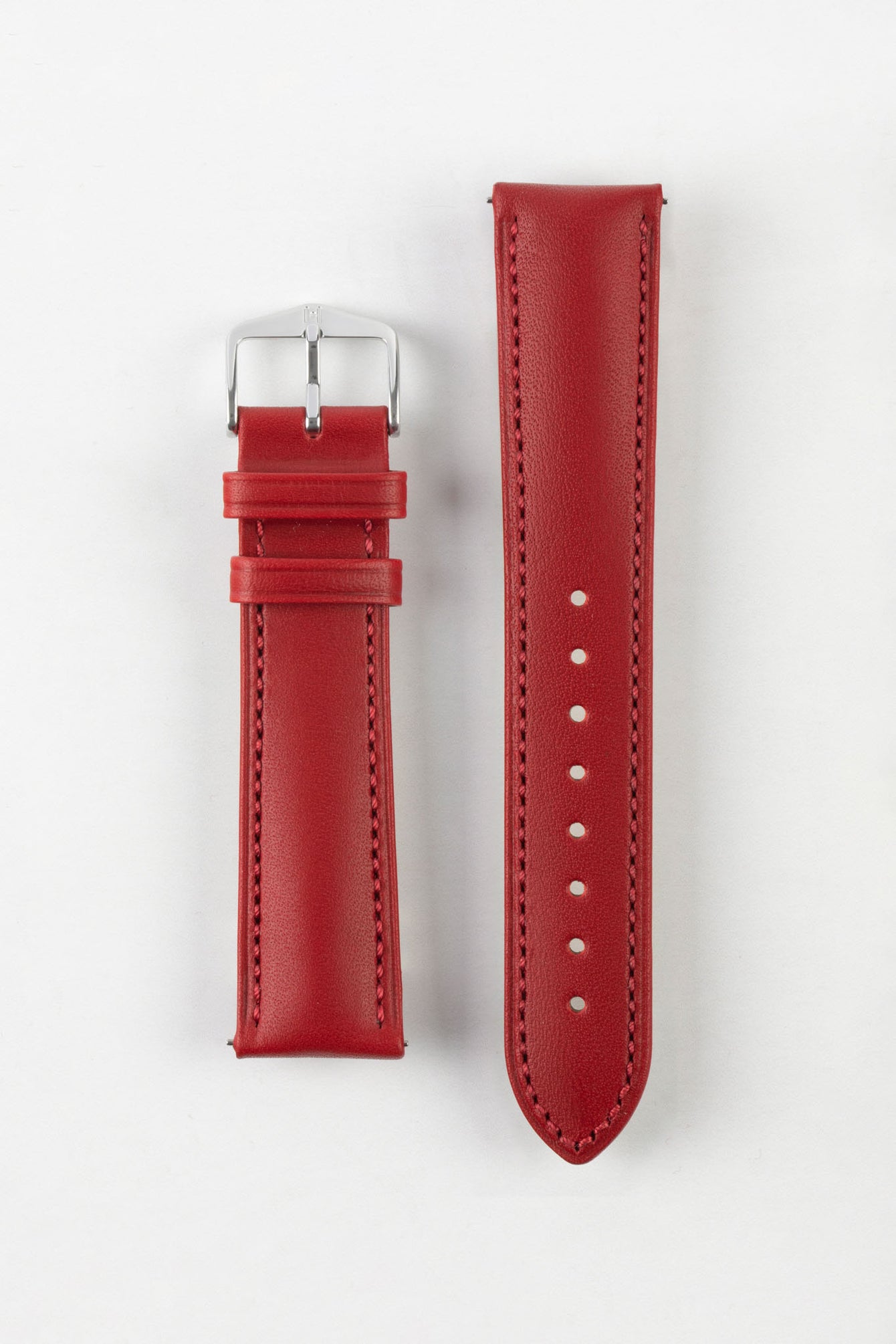 Hirsch KENT Textured Natural Leather Watch Strap in RED