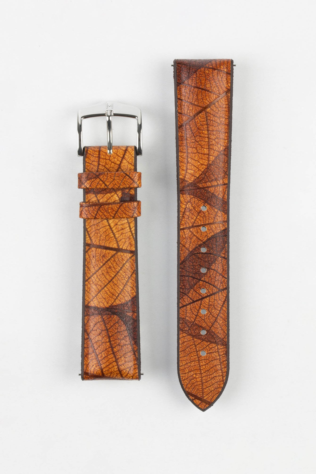 Hirsch LEAF Vegan Performance Rubber Watch Strap in BROWN