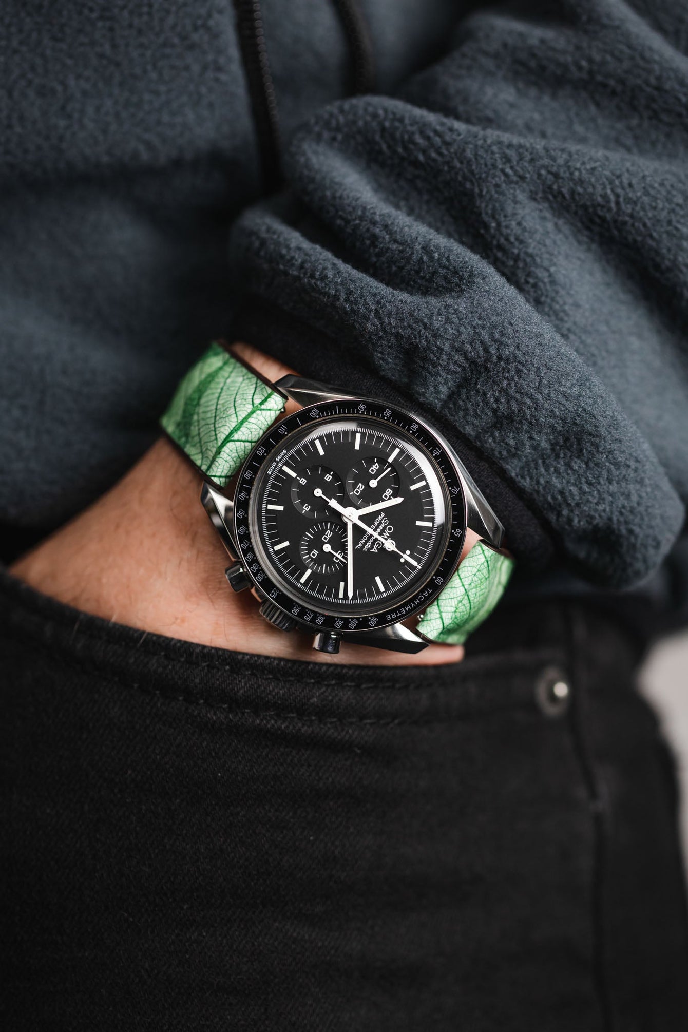 green rubber watch strap 