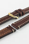 thick brown leather watch strap