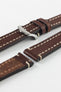 thick brown leather watch strap