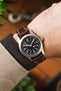 thick brown leather watch strap