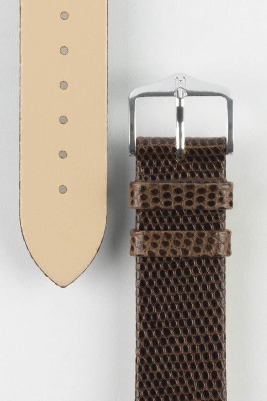 Hirsch LIZARD Leather Watch Strap in BROWN