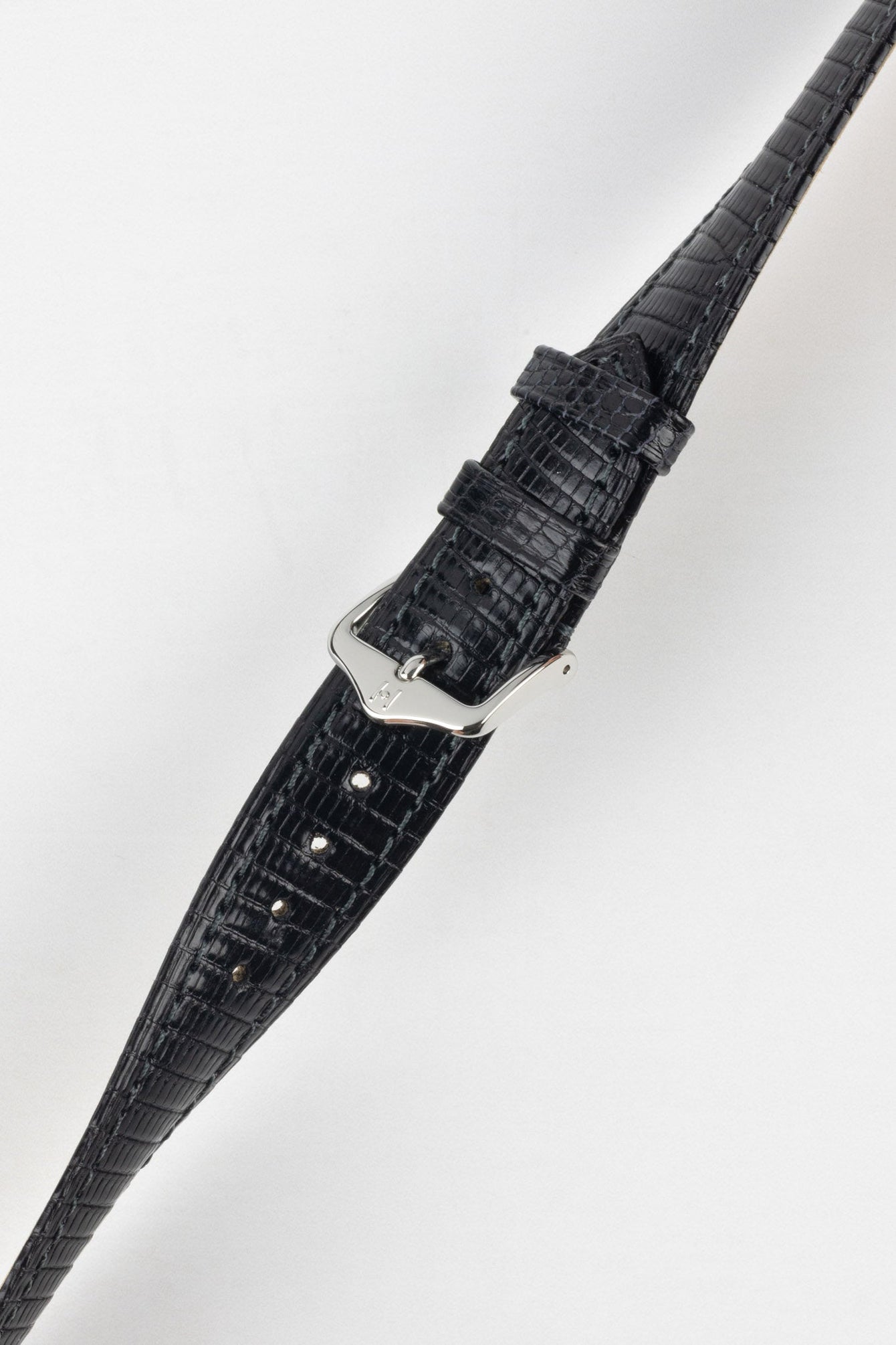 Hirsch LONDON Lizard Leather Watch Strap in BLACK