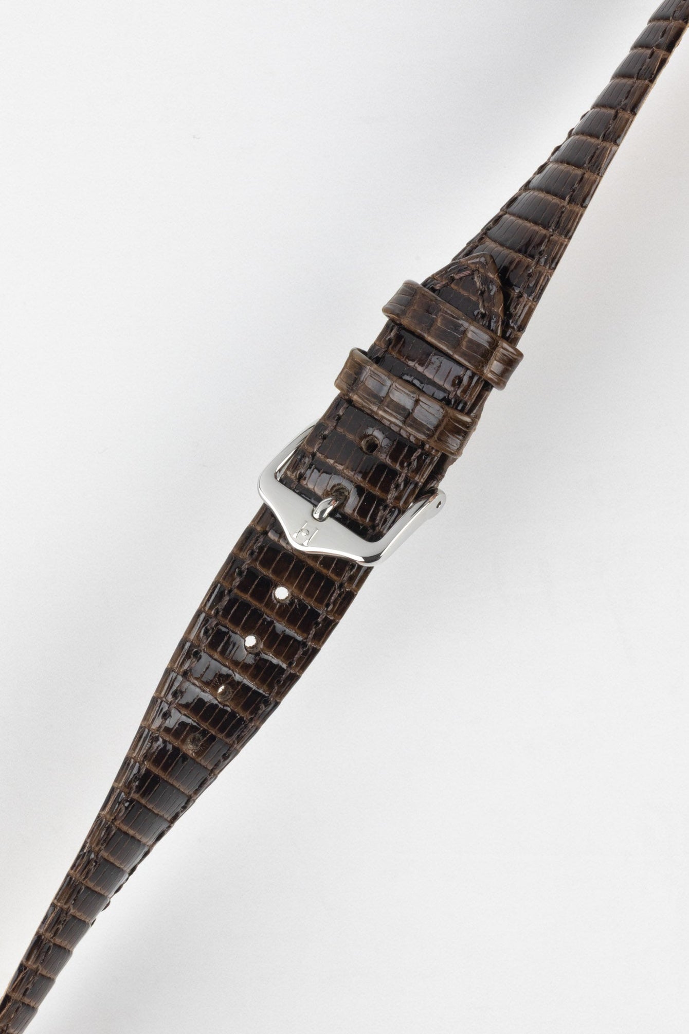 Hirsch LONDON Lizard Leather Watch Strap in BROWN