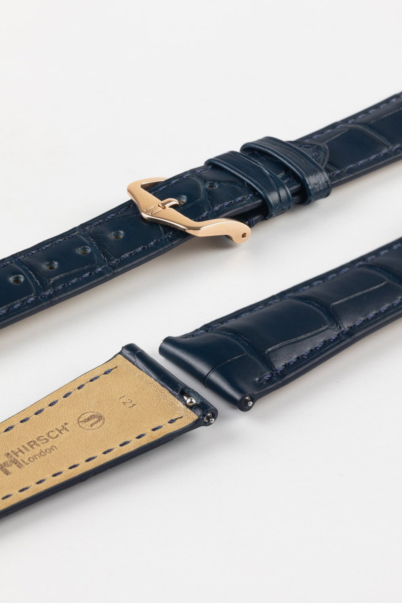 Hirsch LONDON Matt Alligator Leather Watch Strap in BLUE