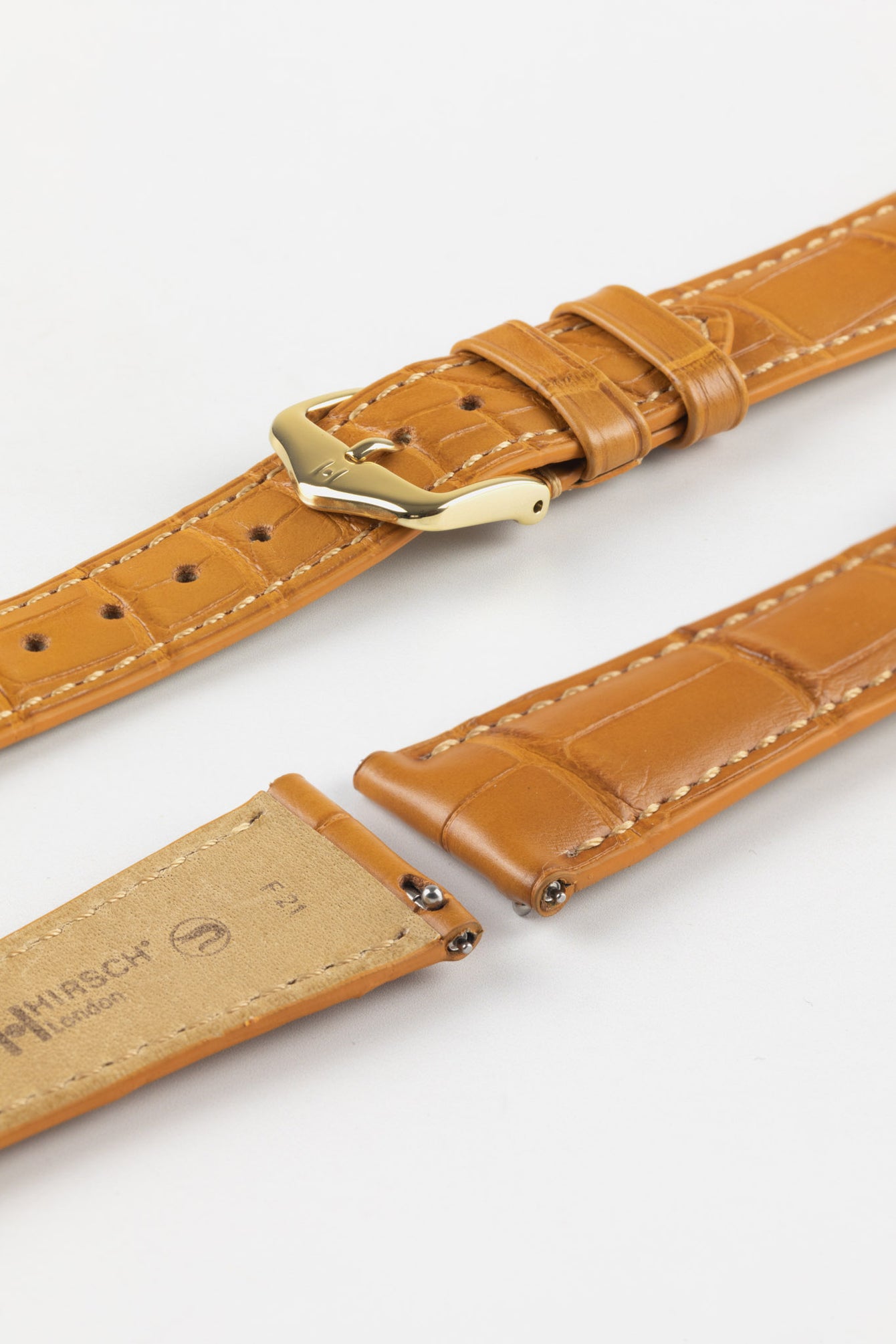 Hirsch LONDON Matt Alligator Leather Watch Strap in HONEY