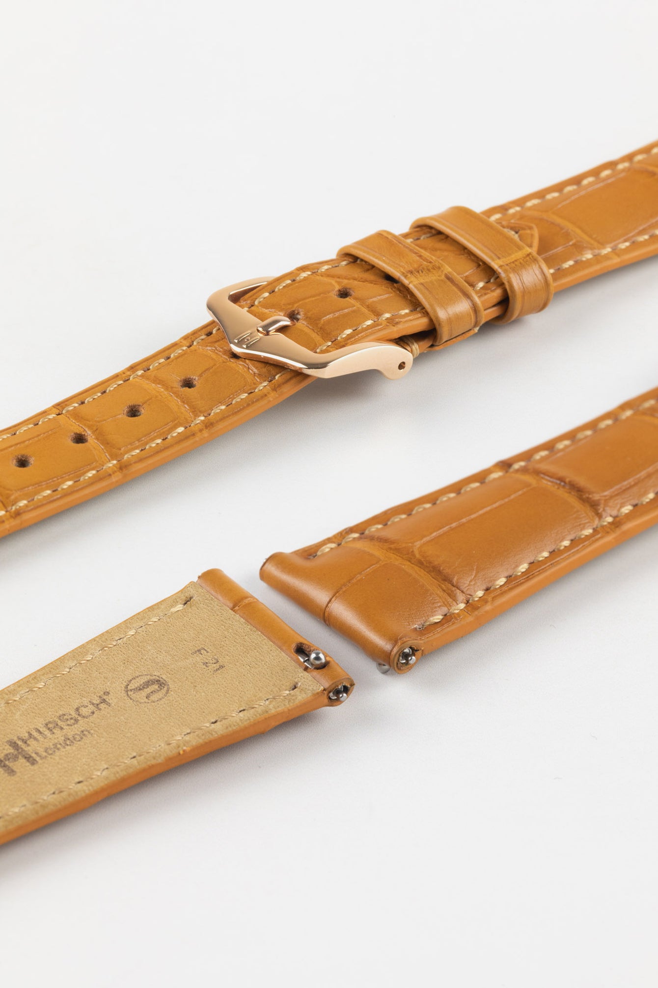 Hirsch LONDON Matt Alligator Leather Watch Strap in HONEY