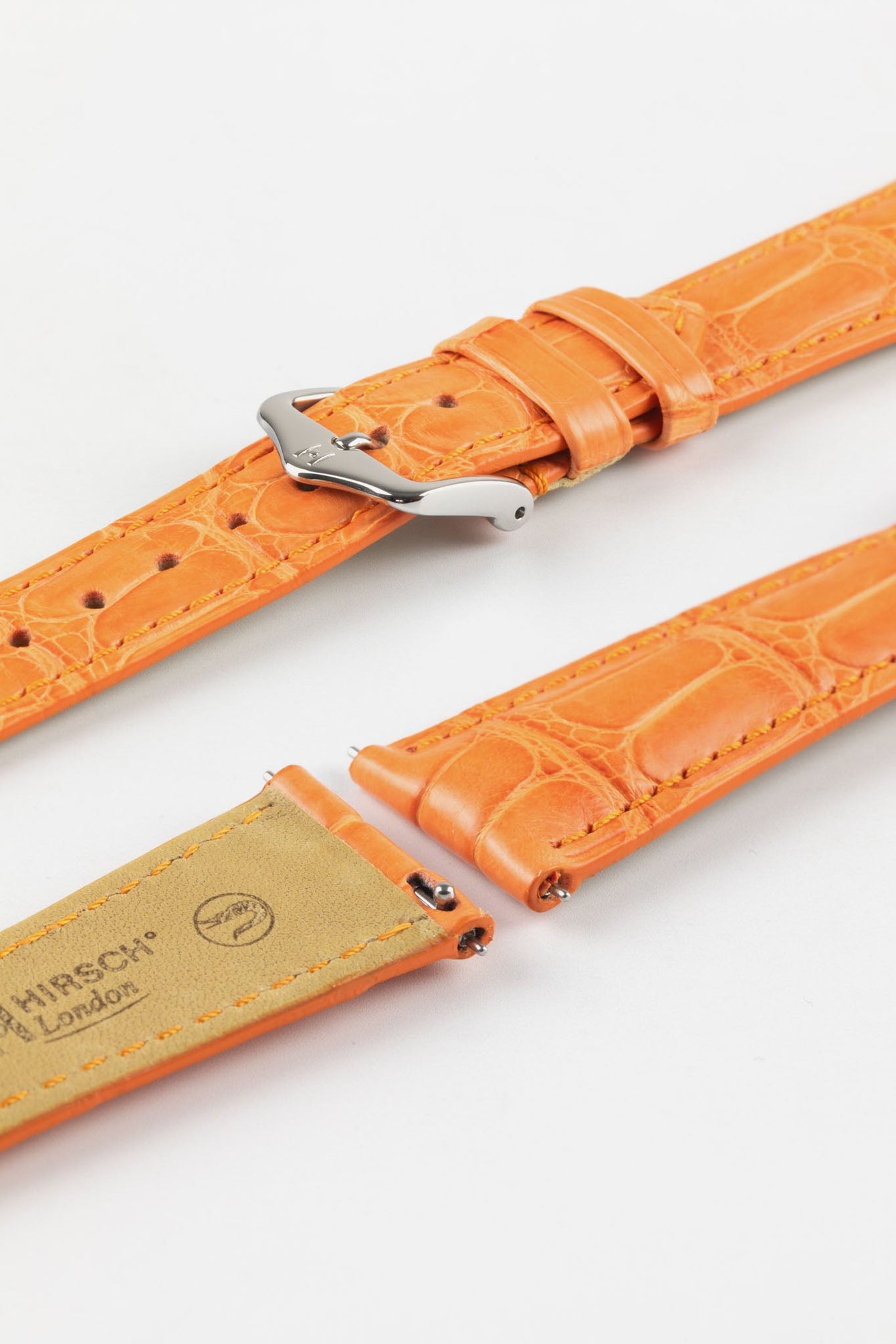 Hirsch LONDON Matt Alligator Leather Watch Strap in ORANGE