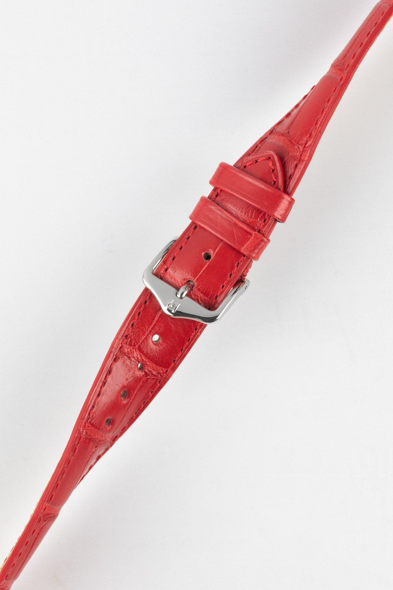 Hirsch LONDON Matt Alligator Leather Watch Strap in RED