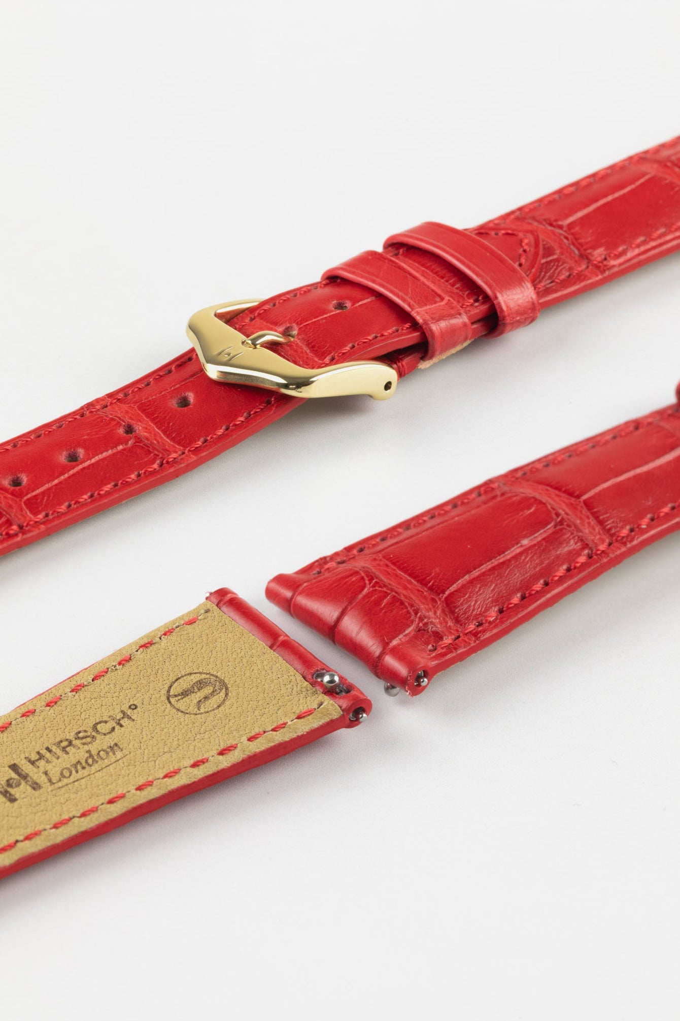 Hirsch LONDON Matt Alligator Leather Watch Strap in RED