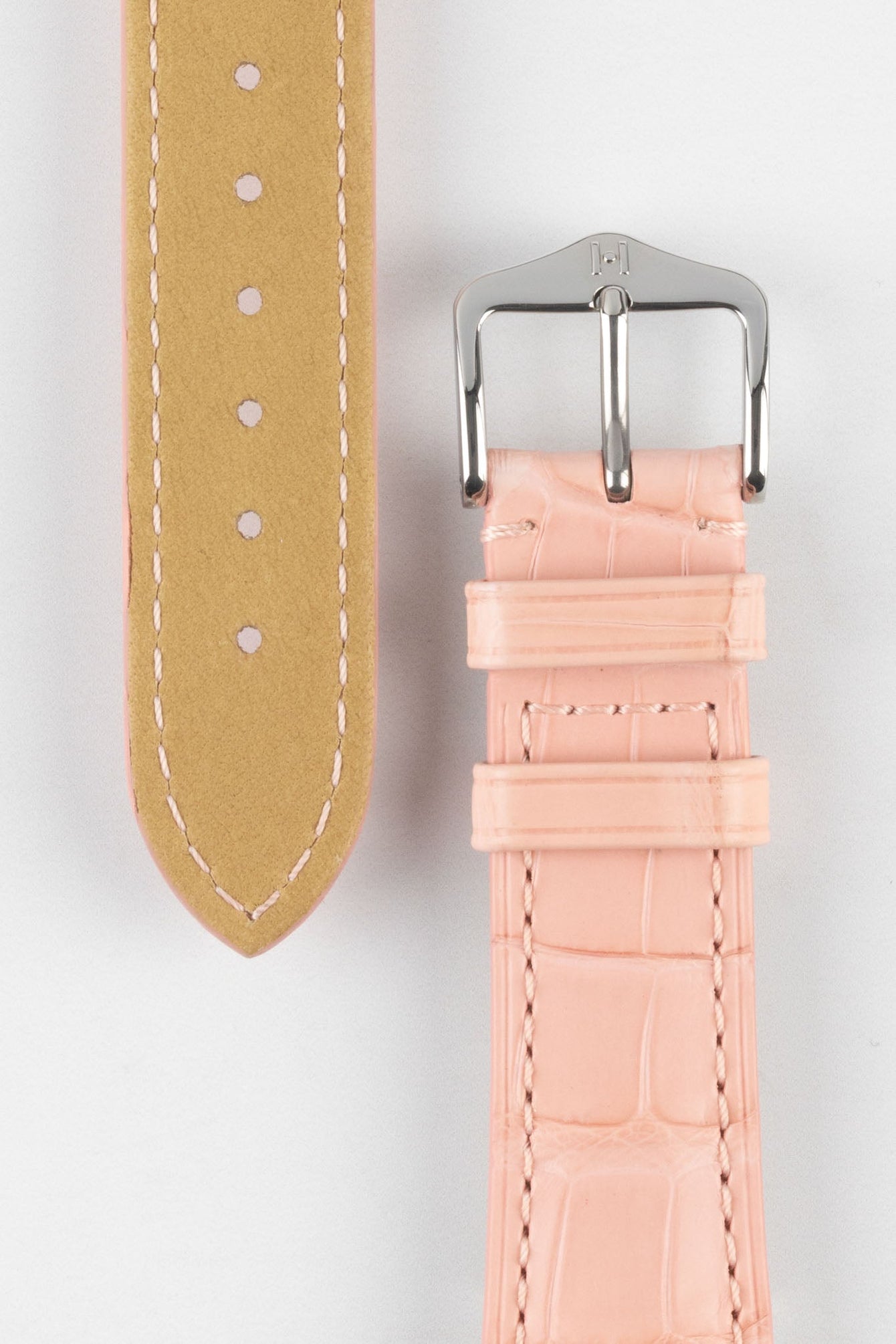 Hirsch LONDON Matt Alligator Leather Watch Strap in ROSA