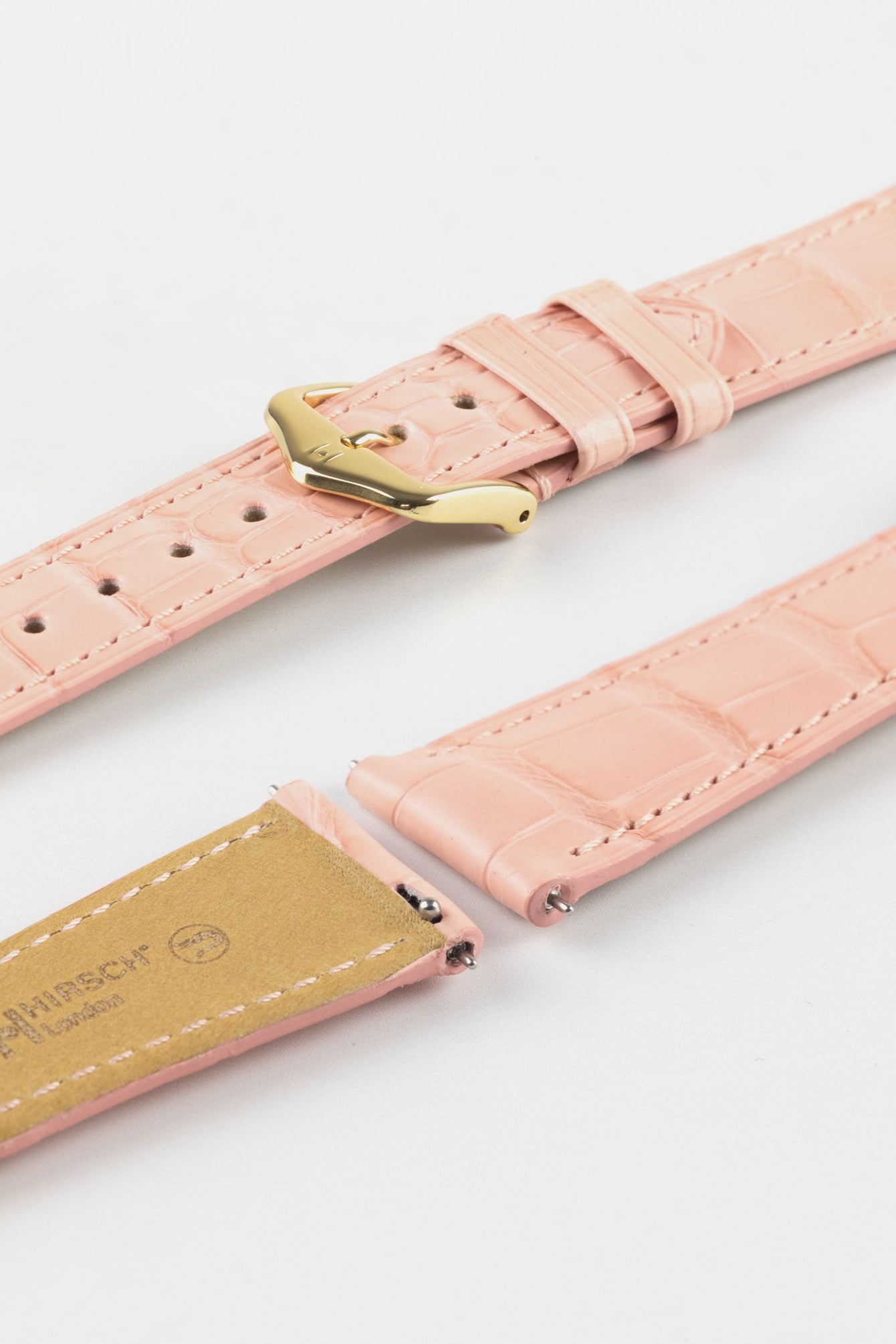 Hirsch LONDON Matt Alligator Leather Watch Strap in ROSA