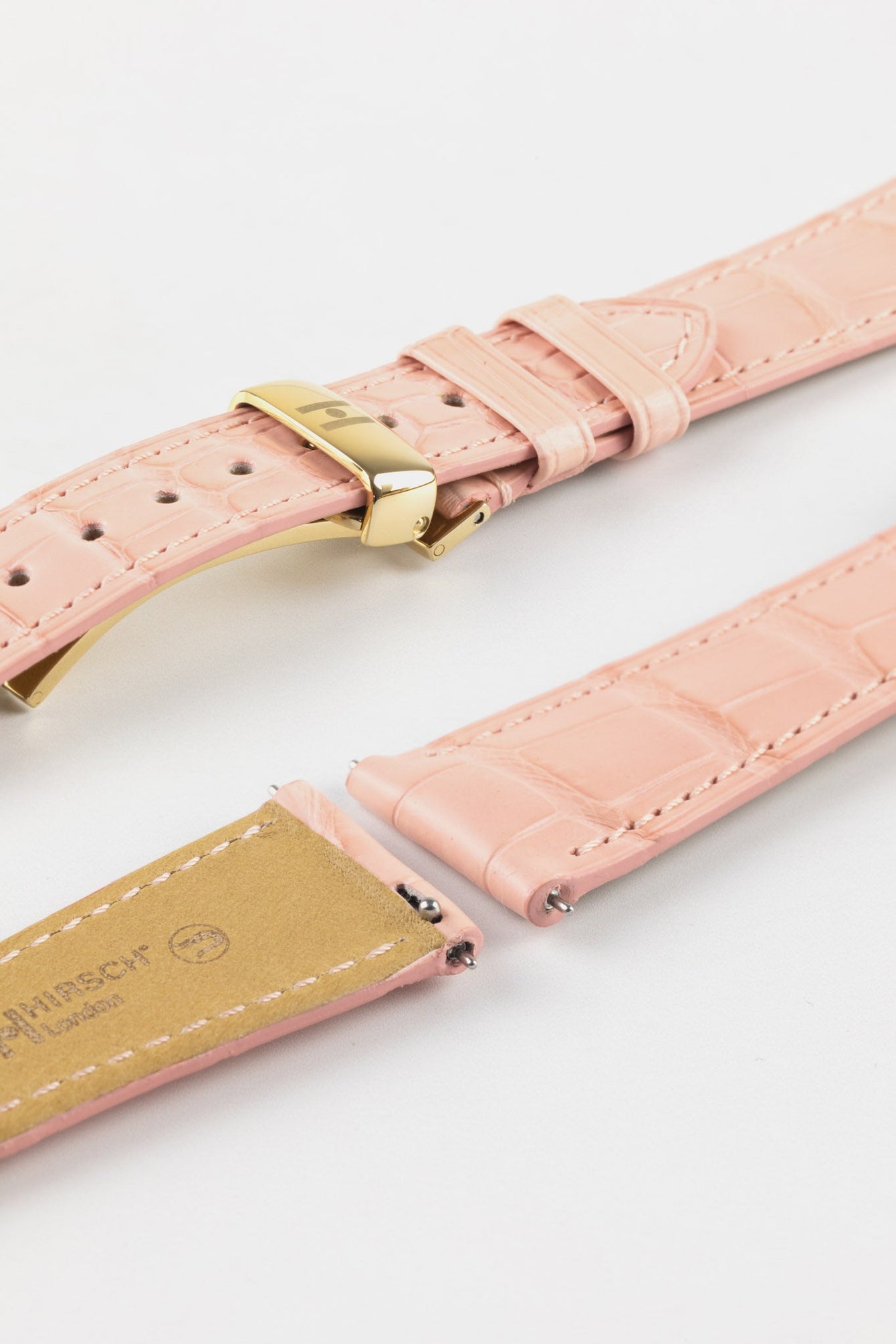 Hirsch LONDON Matt Alligator Leather Watch Strap in ROSA