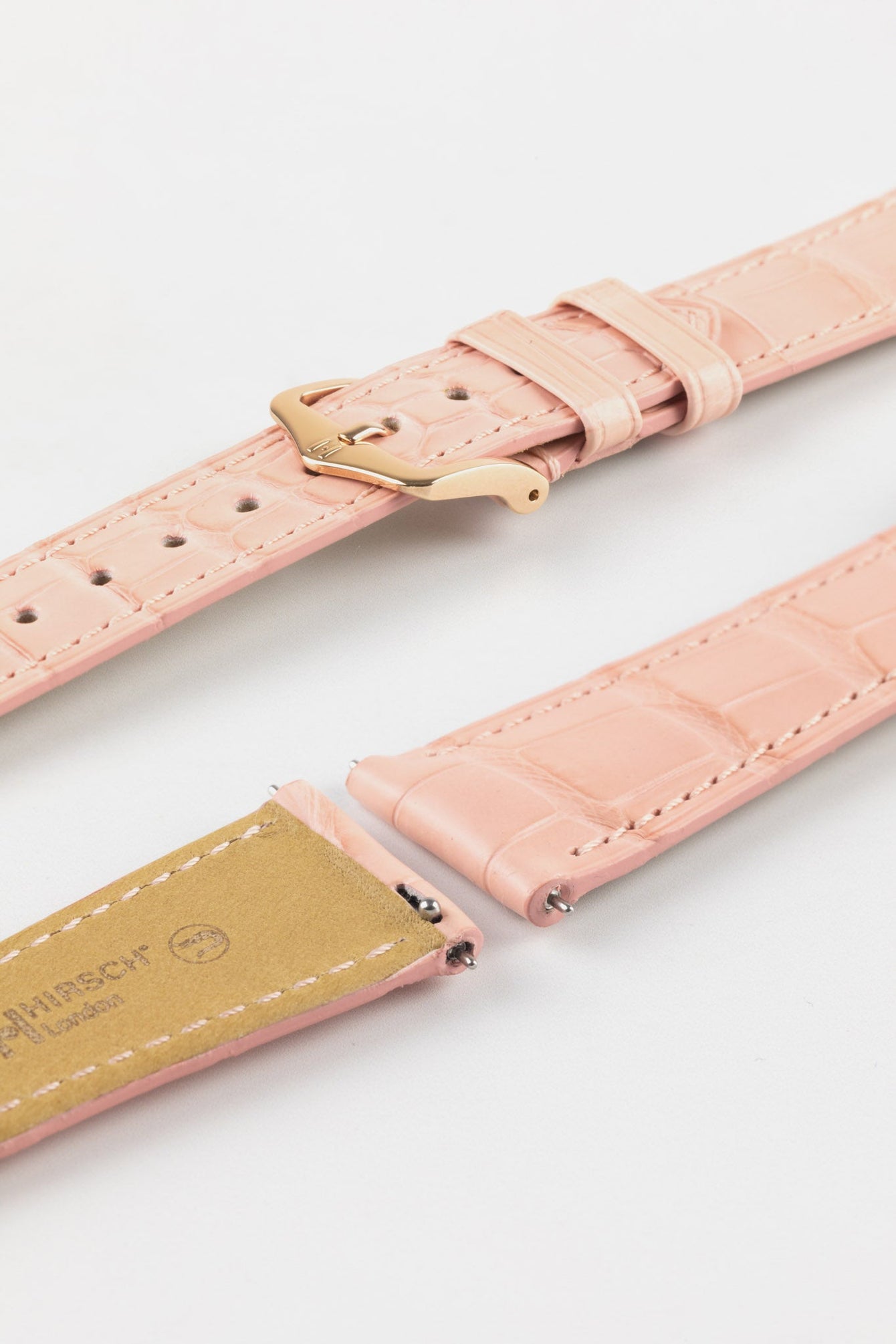 Hirsch LONDON Matt Alligator Leather Watch Strap in ROSA