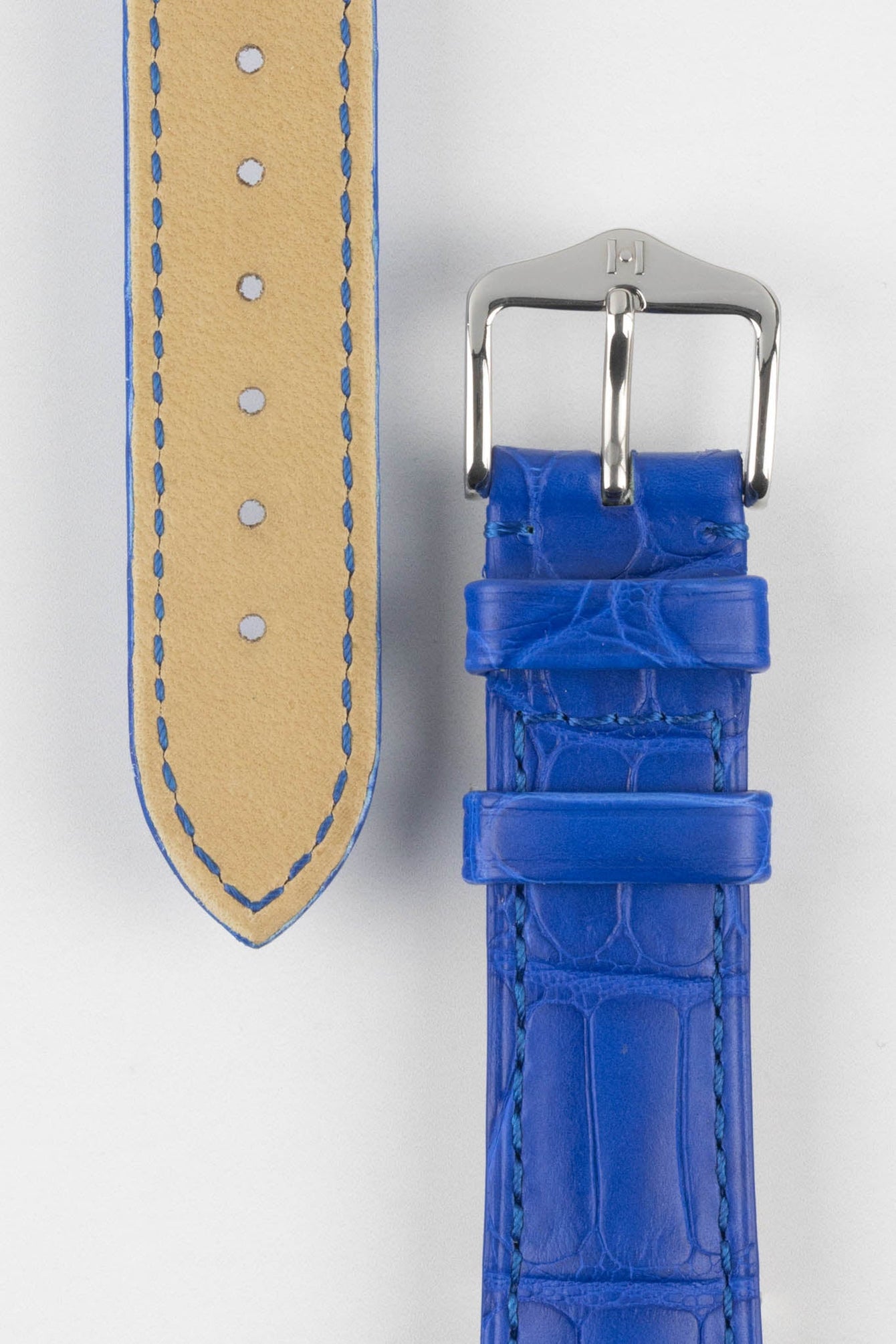 Hirsch LONDON Matt Alligator Leather Watch Strap in ROYAL BLUE