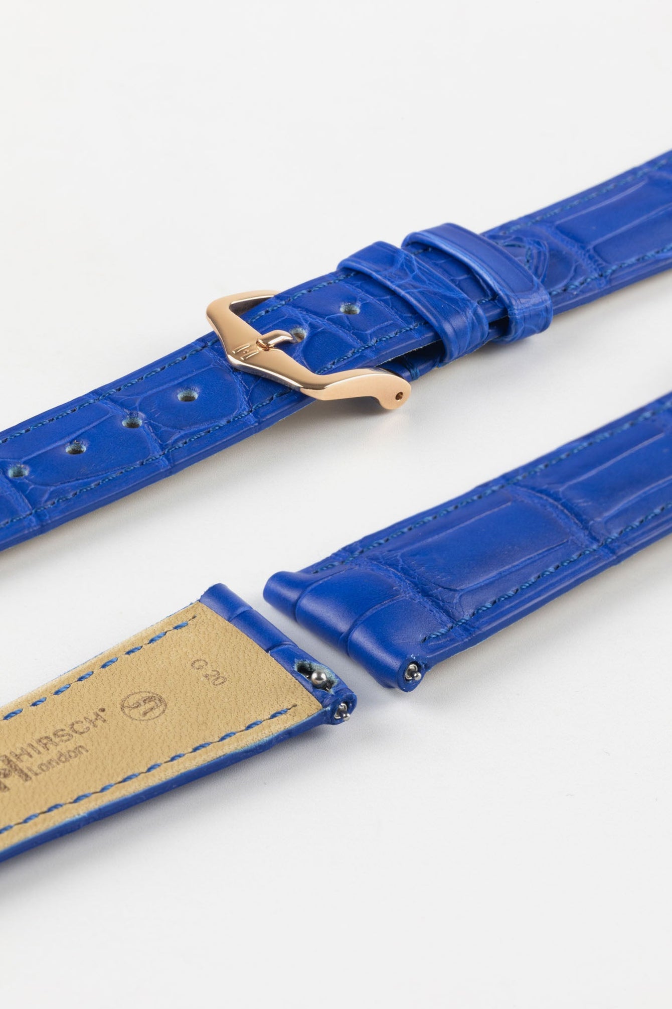 Hirsch LONDON Matt Alligator Leather Watch Strap in ROYAL BLUE