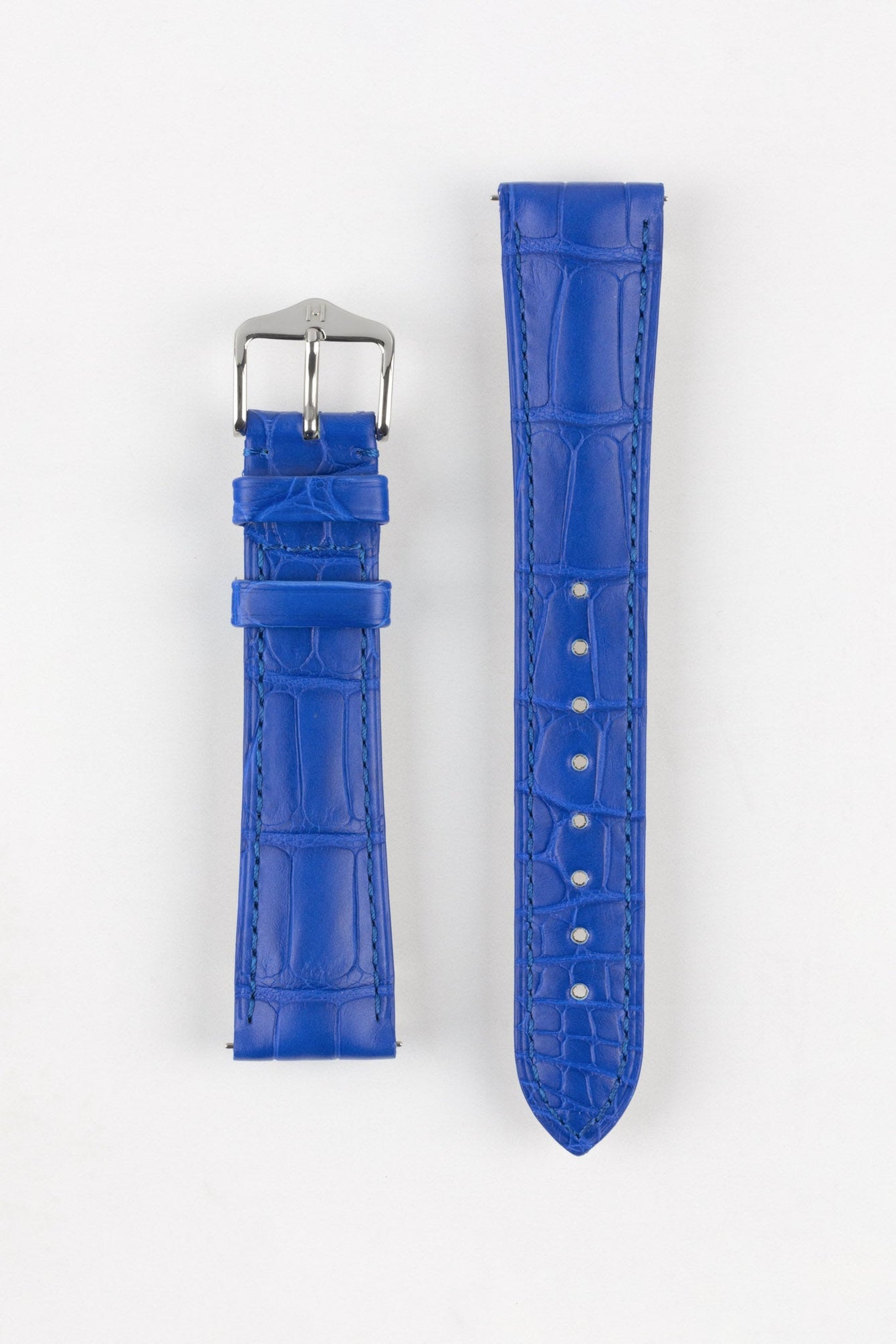 Hirsch LONDON Matt Alligator Leather Watch Strap in ROYAL BLUE