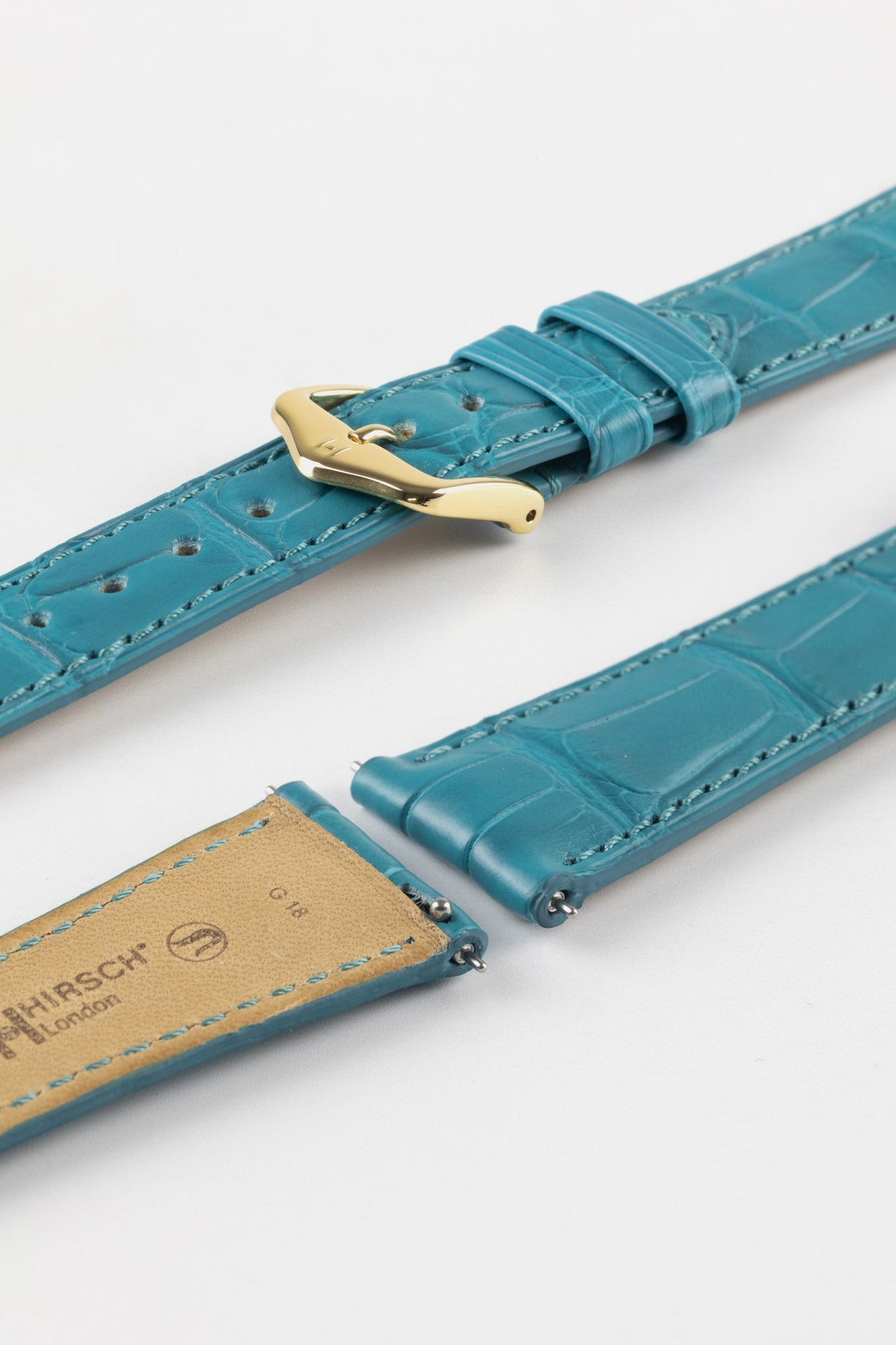 Hirsch LONDON Matt Alligator Leather Watch Strap in TURQUOISE