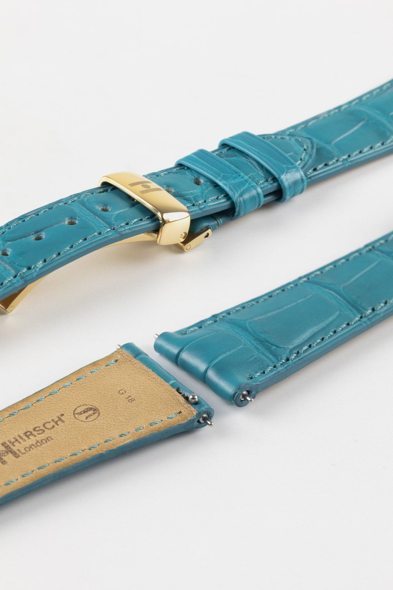 Hirsch LONDON Matt Alligator Leather Watch Strap in TURQUOISE