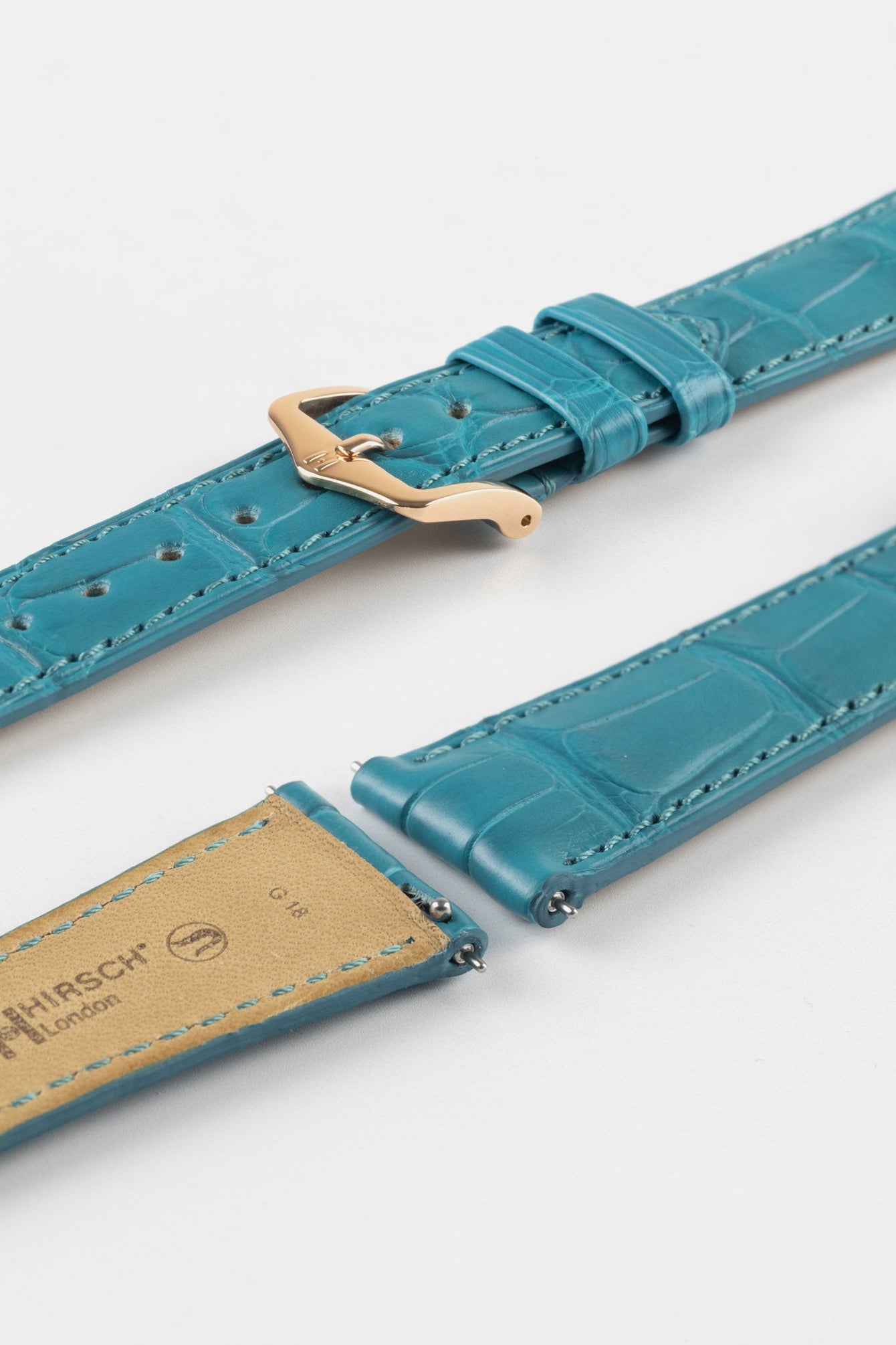 Hirsch LONDON Matt Alligator Leather Watch Strap in TURQUOISE