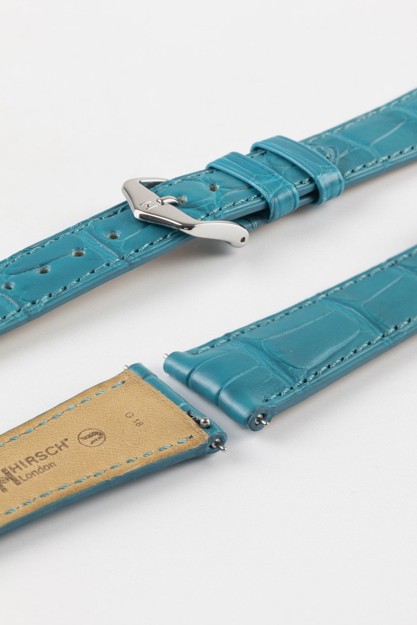 Hirsch LONDON Matt Alligator Leather Watch Strap in TURQUOISE