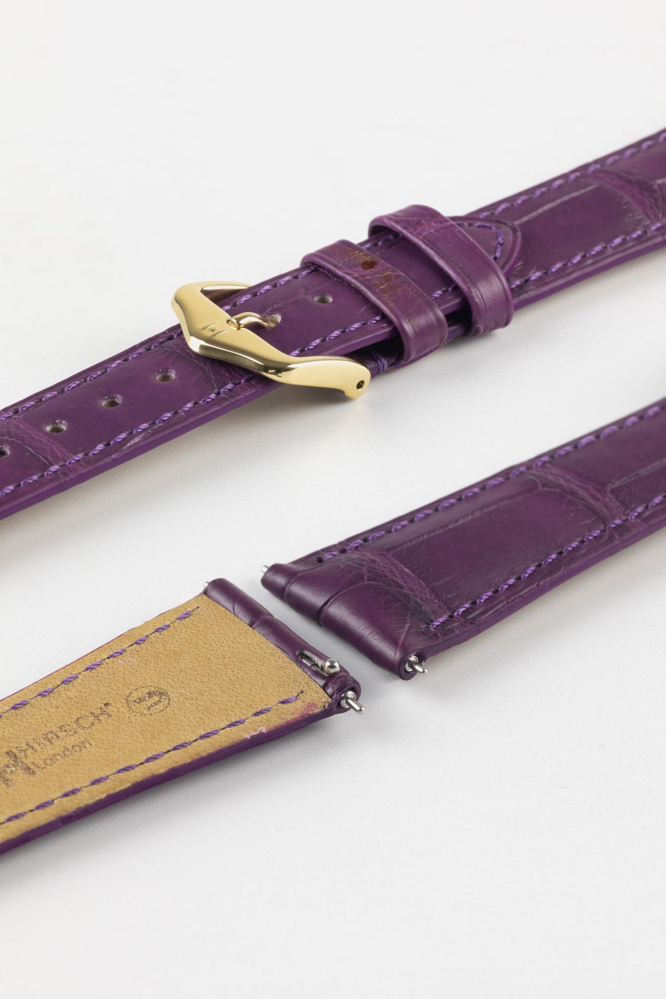 Hirsch LONDON Matt Alligator Leather Watch Strap in VIOLET