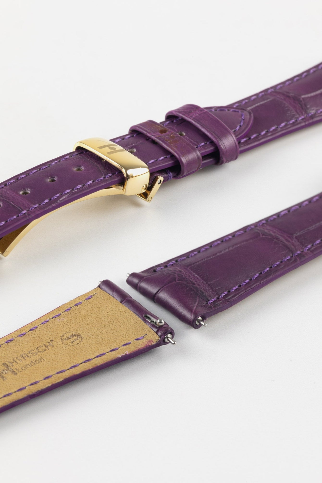 Hirsch LONDON Matt Alligator Leather Watch Strap in VIOLET