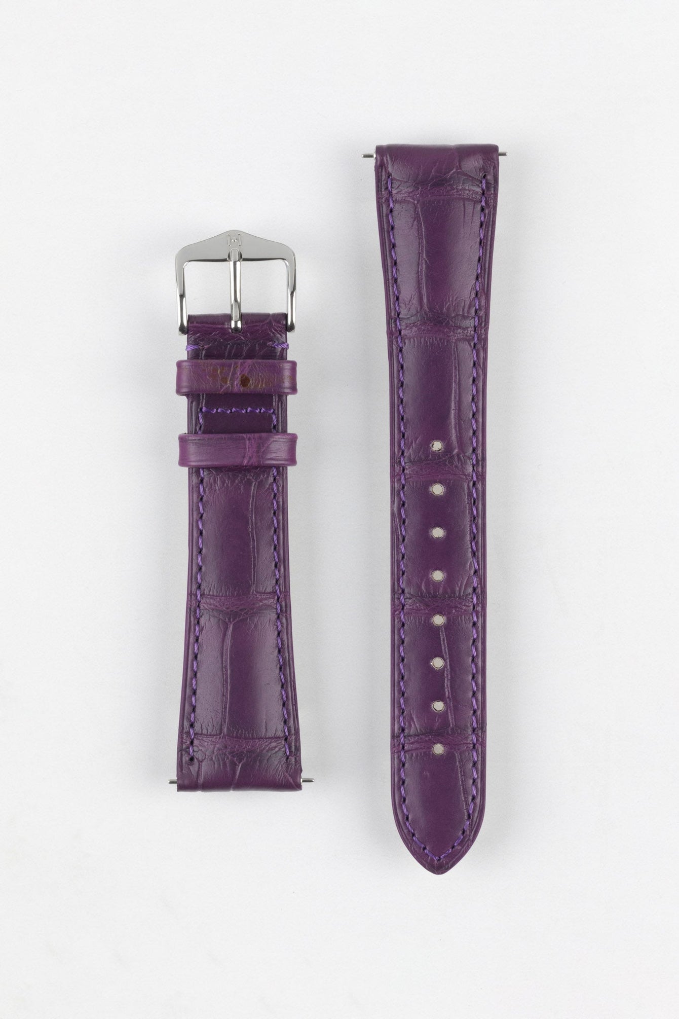 Hirsch LONDON Matt Alligator Leather Watch Strap in VIOLET