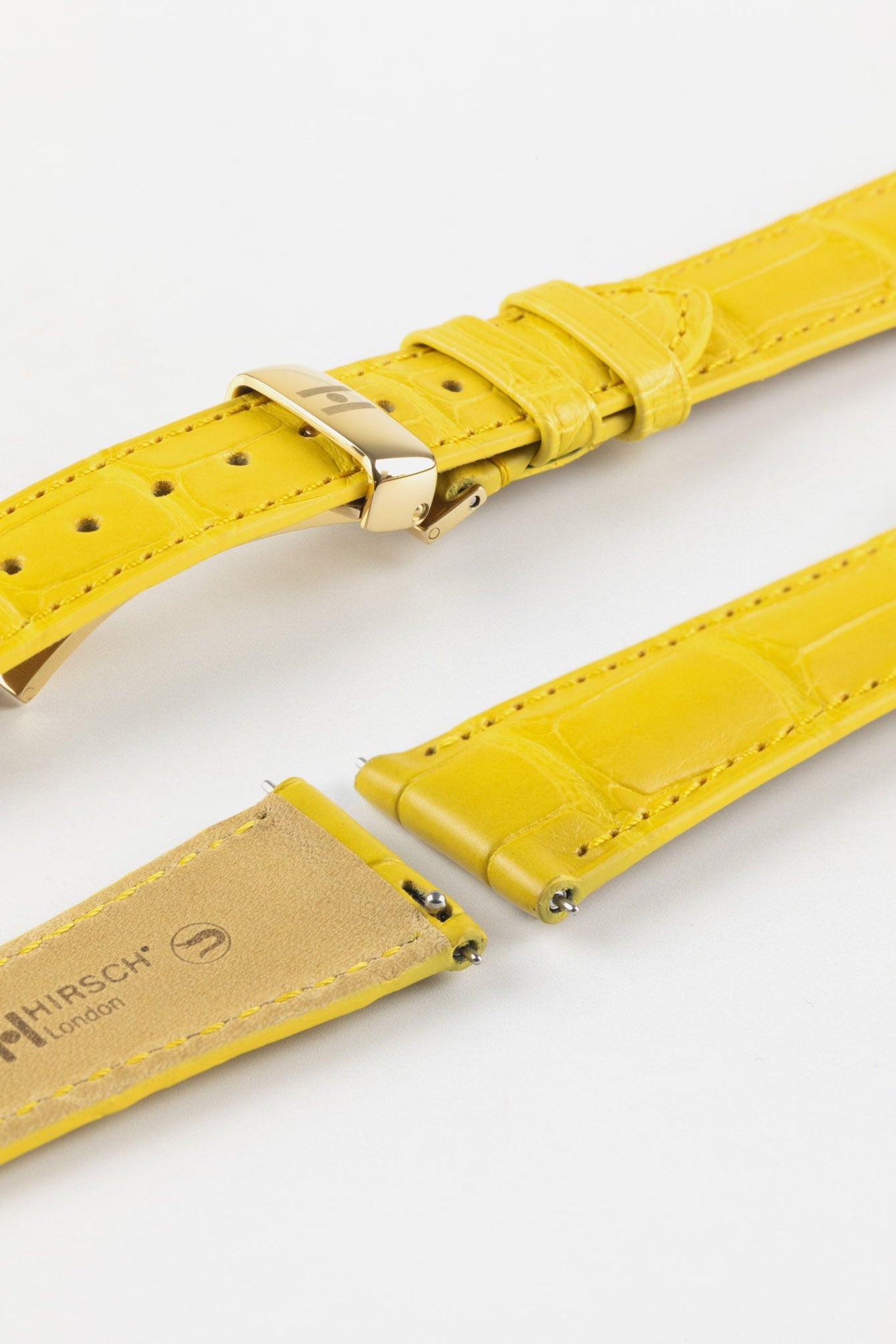 Hirsch LONDON Matt Alligator Leather Watch Strap in YELLOW