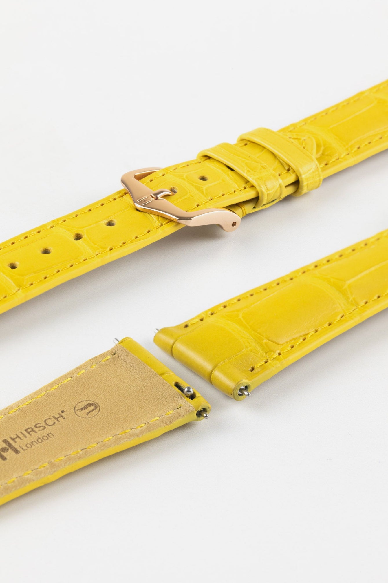 Hirsch LONDON Matt Alligator Leather Watch Strap in YELLOW