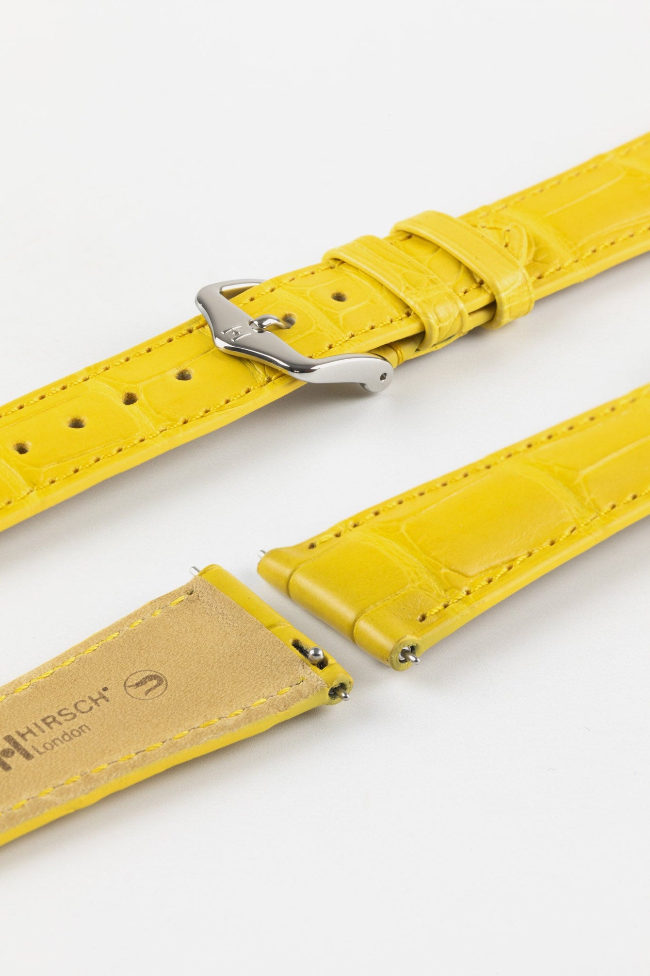 Hirsch LONDON Matt Alligator Leather Watch Strap in YELLOW