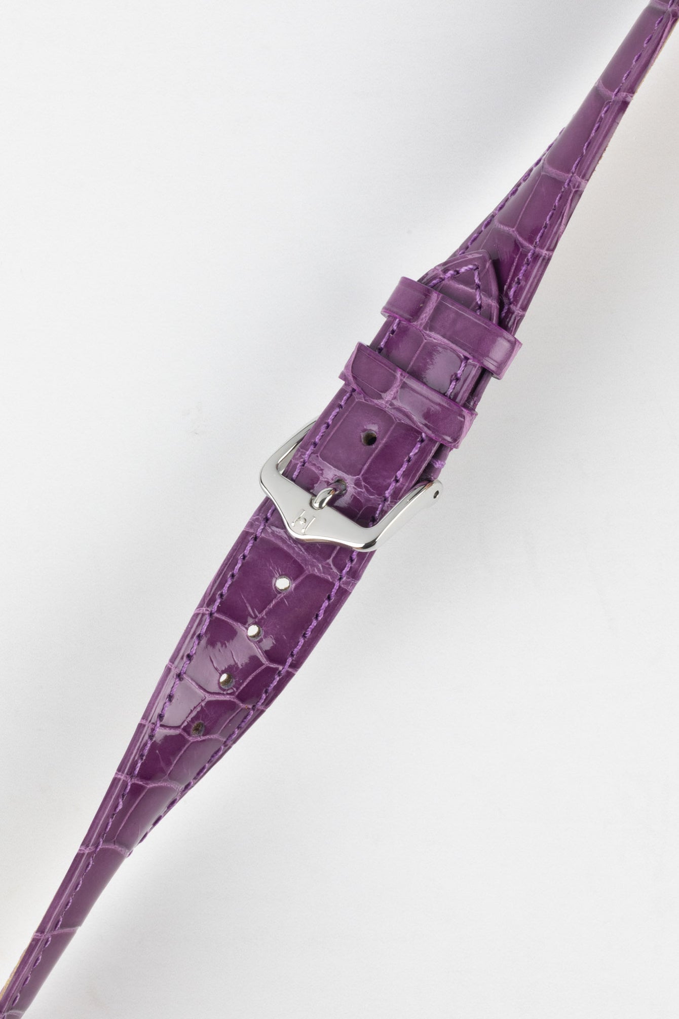 Hirsch LONDON Shiny Alligator Leather Watch Strap in VIOLET