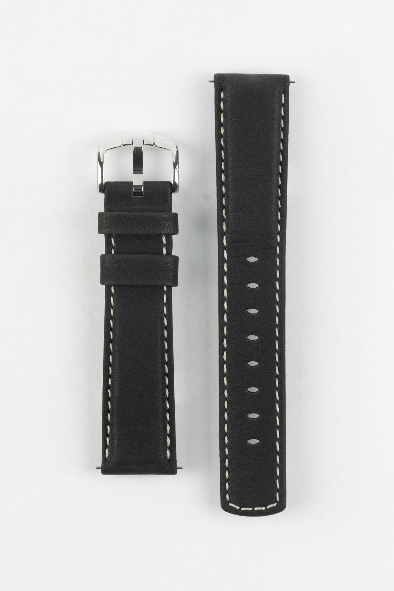 Hirsch MARINER Water-Resistant Leather Watch Strap in BLACK