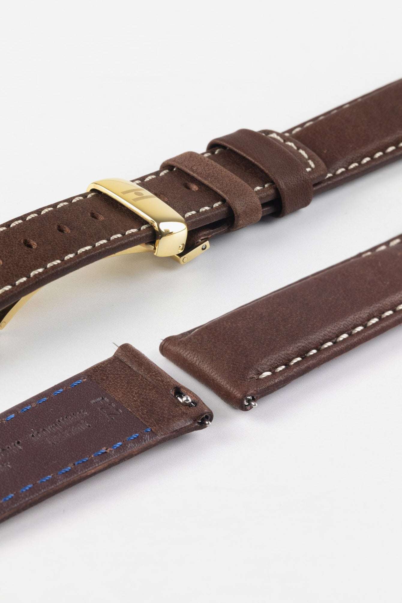 Hirsch MARINER Water-Resistant Leather Watch Strap in BROWN