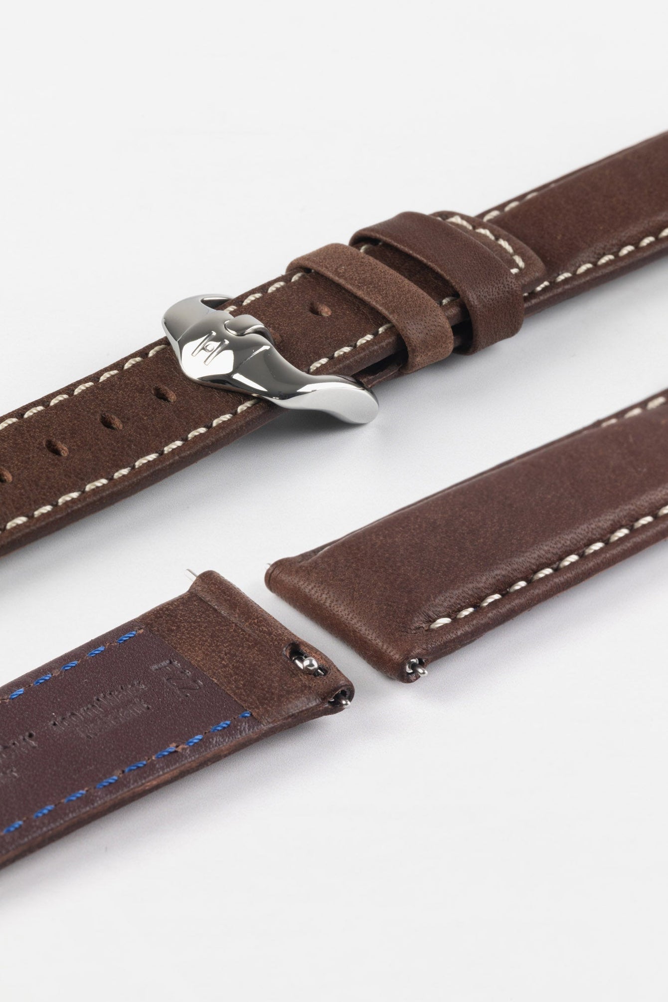 Hirsch MARINER Water-Resistant Leather Watch Strap in BROWN