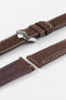 Hirsch MARINER Water-Resistant Leather Watch Strap in BROWN